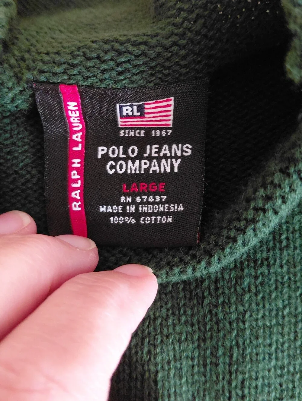 Polo Ralph Lauren Dark Green Ribbed Crewneck Sweater - Picture 3 of 5